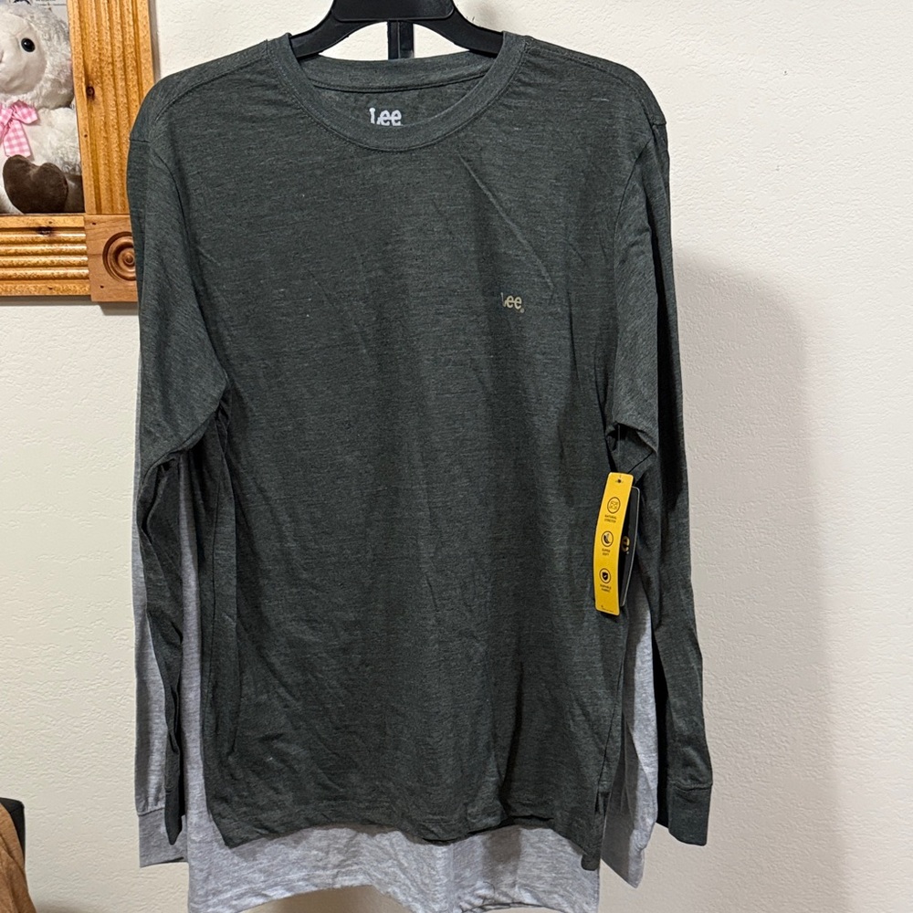 Lee Men's Dark Gray Long Sleeve Shirt set of two.